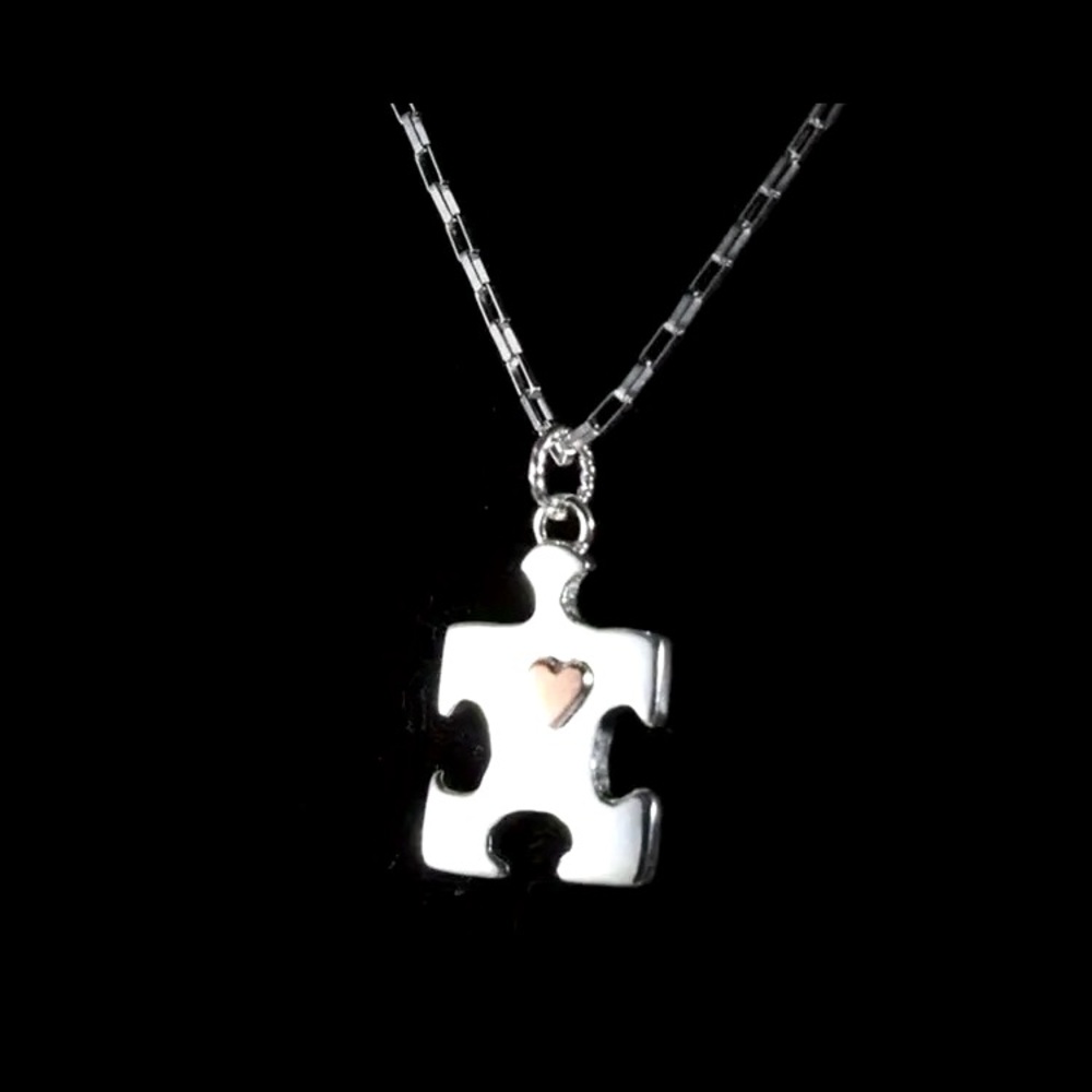 Autism Silver Puzzle with Heart